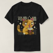 Boba猫かわいいアニメ日本のフードガールズ Tシャツ (デザイン正面)
