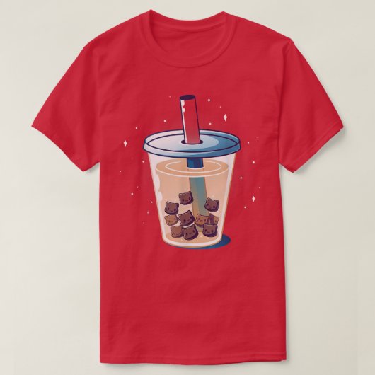 Boba猫ちゃんアニメキャッツBoba Tea Bubble 日本の K Tシャツ (デザイン正面)