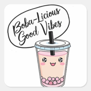 Boba – おいしい良いバイブステッカー スクエアシール