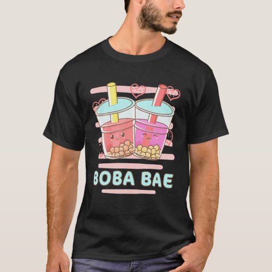 Boba BAEかわいいバブルティーかわいいボバードリンク Tシャツ (正面)