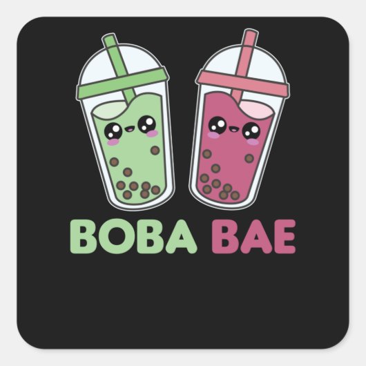 Boba Bae – バブルティーかわいいBobaティーラブ スクエアシール (正面)