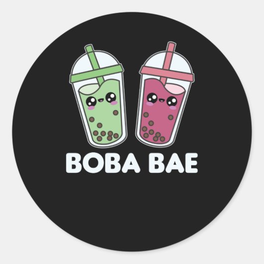 Boba Bae – バブルティーかわいいBobaティーラブ ラウンドシール (正面)