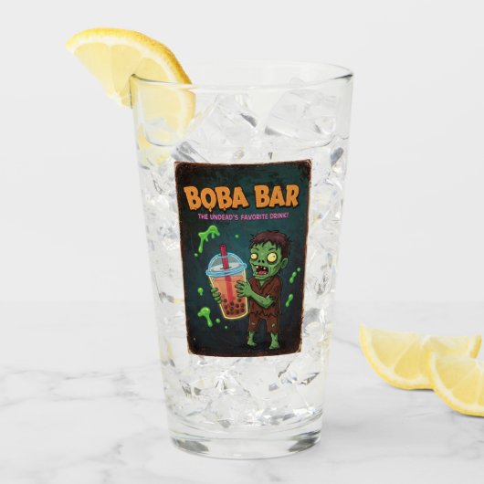 Boba Bar - 死者のお気に入りのドリンク！ ガラスのカップ タンブラーグラス (アイス正面)