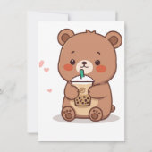 Boba Bear – Cute Bubble Tea Lover Illustration ノートカード (裏面)