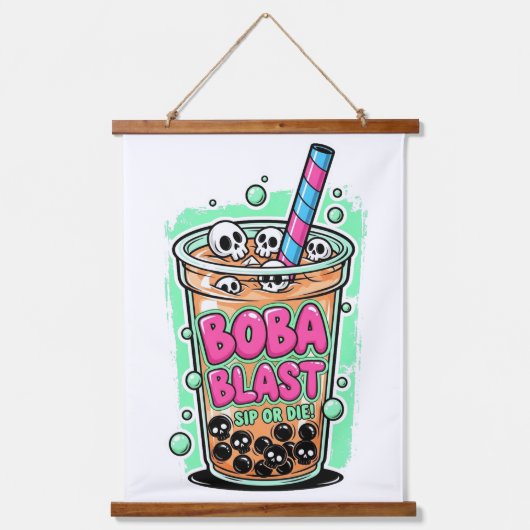 Boba Blast – Sip or Die!  吊り下げ型タペストリー (正面)