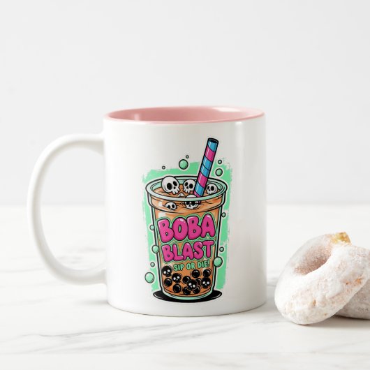 Boba Blast – Sip or Die! Coffee Mug ツートーンマグカップ (ドーナツ)