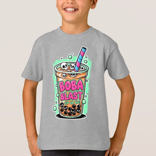 Boba Blast – Sip or Die! Kids' Tシャツ (正面)