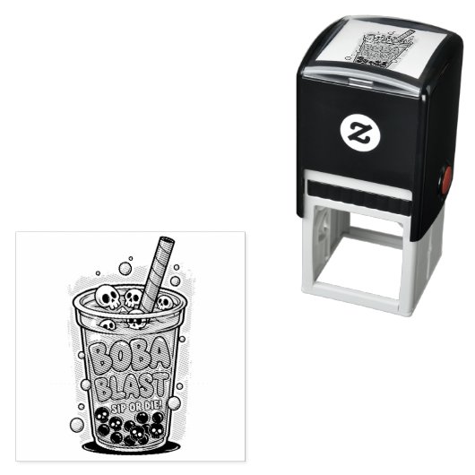 Boba Blast – Sip or Die! Self Inking Rubber Stamp セルフインキングスタンプ (インサイチュ)
