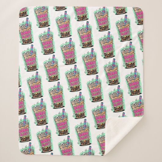 Boba Blast – Sip or Die! Sherpa Blanket シェルパブランケット (正面)