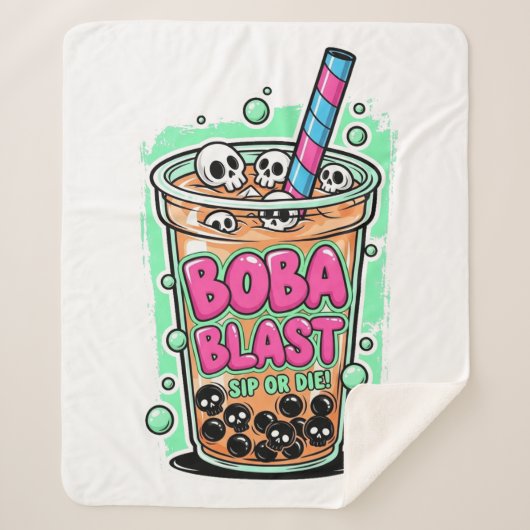 Boba Blast – Sip or Die! Sherpa Blanket シェルパブランケット (正面)