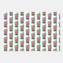 Boba Blast – Wrapping Paper Flat Sheet Set of 3 ラッピングペーパーシート