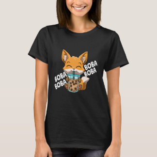 Boba Boba Boba Boba Manga Bubble Tea Fox Anime Tシャツ