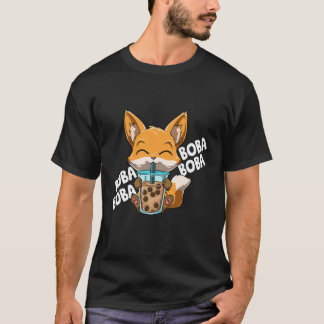 Boba Boba Boba Boba Manga Bubble Tea Fox Anime Tシャツ