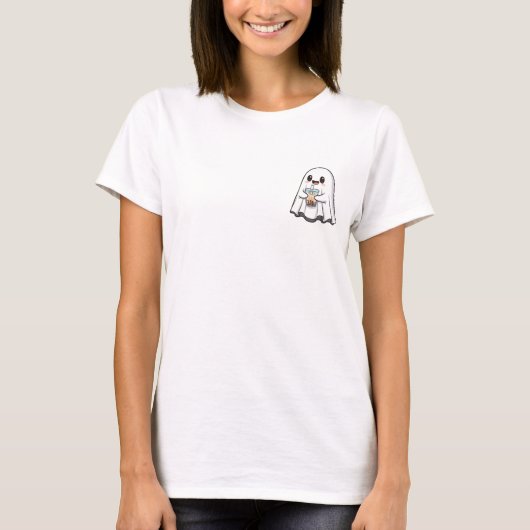 Boba Boo: かわいいタピオカおばけ Tシャツ (正面)