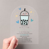 Boba Bubble Tea Blue Boy Baby Shower アクリル招待状 (インサイチュ (ポータブル))