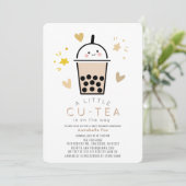 Boba Bubble Tea Gender-Neutral Baby Shower 招待状 (スタンド正面)