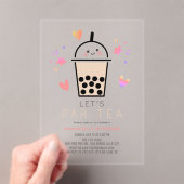 Boba Bubble Tea Party Par-tea 1st Birthday アクリル招待状 (インサイチュ (ポータブル))