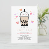 Boba Bubble Tea Party Par-tea 1st Birthday 招待状 (スタンド正面)