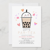 Boba Bubble Tea Party Par-tea Kid's Birthday 招待状 (正面)