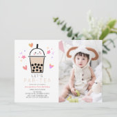 Boba Bubble Tea Party Par-tea Photo 1st Birthday 招待状 (スタンド正面)