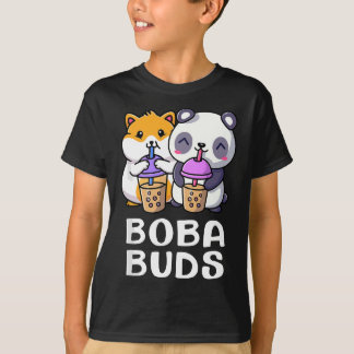 Boba Budsかわいいかわいいバブルティーハムスターマッチング Tシャツ