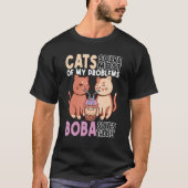 Boba Cat Boba Tea Cat Tシャツ (正面)