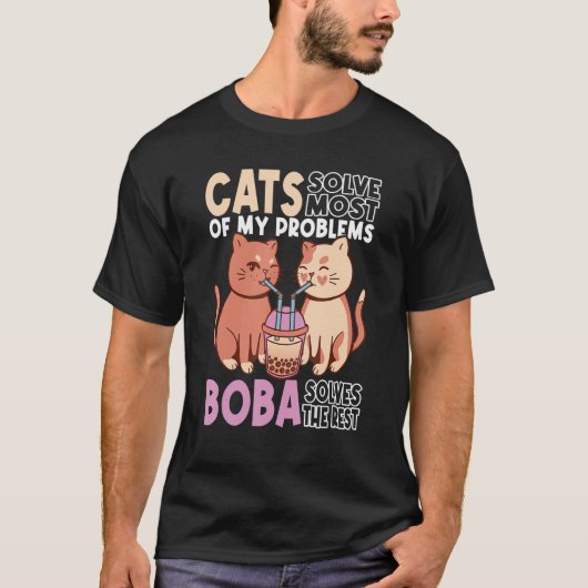 Boba Cat Boba Tea Cat Tシャツ (正面)