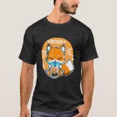 Boba Fox Drinking Kawaii Japanese Fox Bubble Milk Tシャツ (正面)