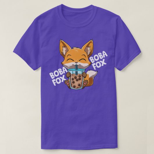 Boba Fox Funny Kawaii Bubble Tea 122 Tシャツ (デザイン正面)