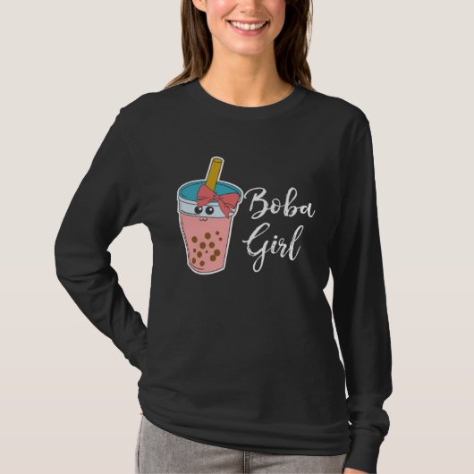 Boba  Girl Milk Tea Bubble Tea MP Tシャツ (正面)