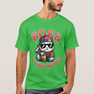 Boba in the Hood Cool 90s Hip Hop Bubbleea Rab ret Tシャツ