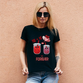 Boba Love Forever – かわいいバレンタインデーのカップル Tシャツ