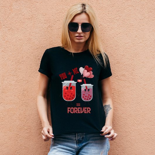 Boba Love Forever – かわいいバレンタインデーのカップル Tシャツ