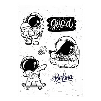 Boba Love Ramen Noodles Astronaut Wall art Poster ポスター