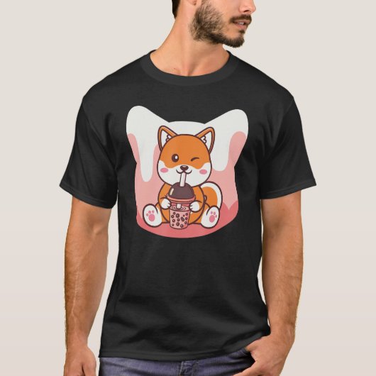Boba Milk and Corgi Dog Tシャツ (正面)