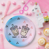 Boba or No Boba?  Bubble Tea Boba Gender Reveal ペーパープレート (パーティー)
