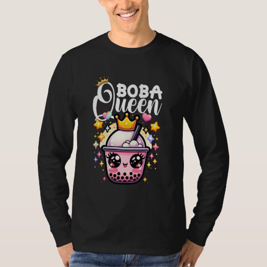 Boba Queen for Teen Girls Boba Bubble Tea Kawaii J Tシャツ (正面)