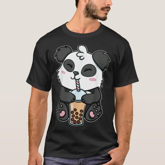 Boba Tapioca Pearls Bubble Milk Tea Drink Panda Tシャツ (正面)