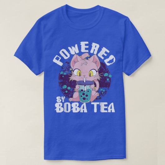 Boba Tea Anime Catを使用 Tシャツ (デザイン正面)