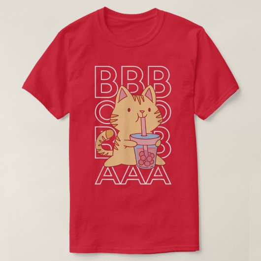 Boba Tea Bubble Tea Anime Cat Tシャツ (デザイン正面)