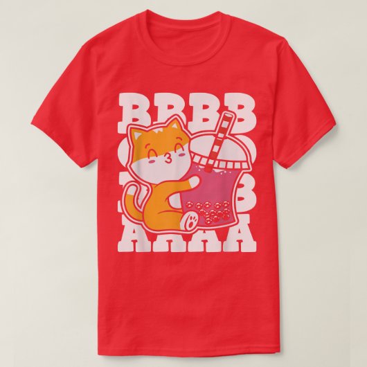 Boba Tea Cat Bubble Tea Kawaii Anime Japanese Milk Tシャツ (デザイン正面)