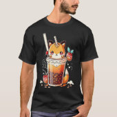 Boba Tea  Chibi Bubble Tea Fox Tシャツ (正面)