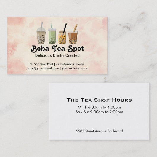 Boba Tea Drinks Variety 名刺 (正面/裏面)