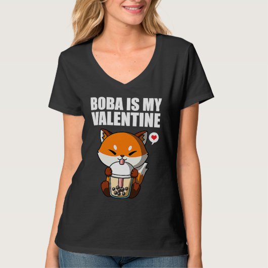 Boba Tea is My Valentine Fox Anti Valentines Day 1 Tシャツ (正面)