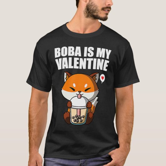 Boba Tea is My Valentine Fox Anti Valentines Day 1 Tシャツ (正面)