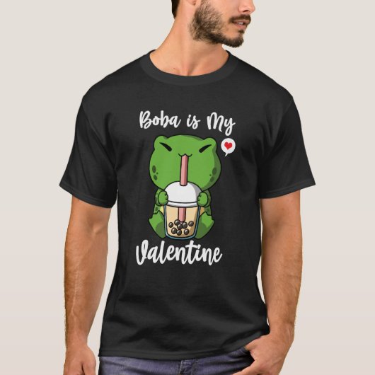 Boba Tea is My Valentine Frog Anti Valentines Day Tシャツ (正面)
