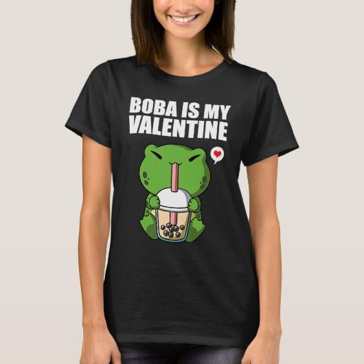 Boba Tea is My Valentine Frog Anti Valentines Day  Tシャツ (正面)
