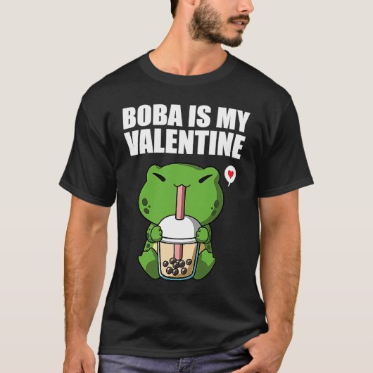 Boba Tea is My Valentine Frog Anti Valentines Day  Tシャツ (正面)