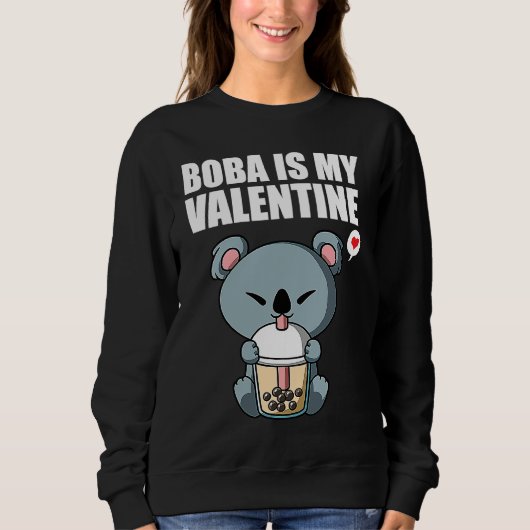 Boba Tea is My Valentine Koala Bear Anti Valentine スウェットシャツ (正面)