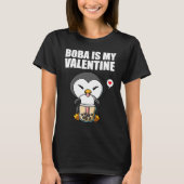 Boba Tea is My Valentine Penguin Anti Valentines D Tシャツ (正面)